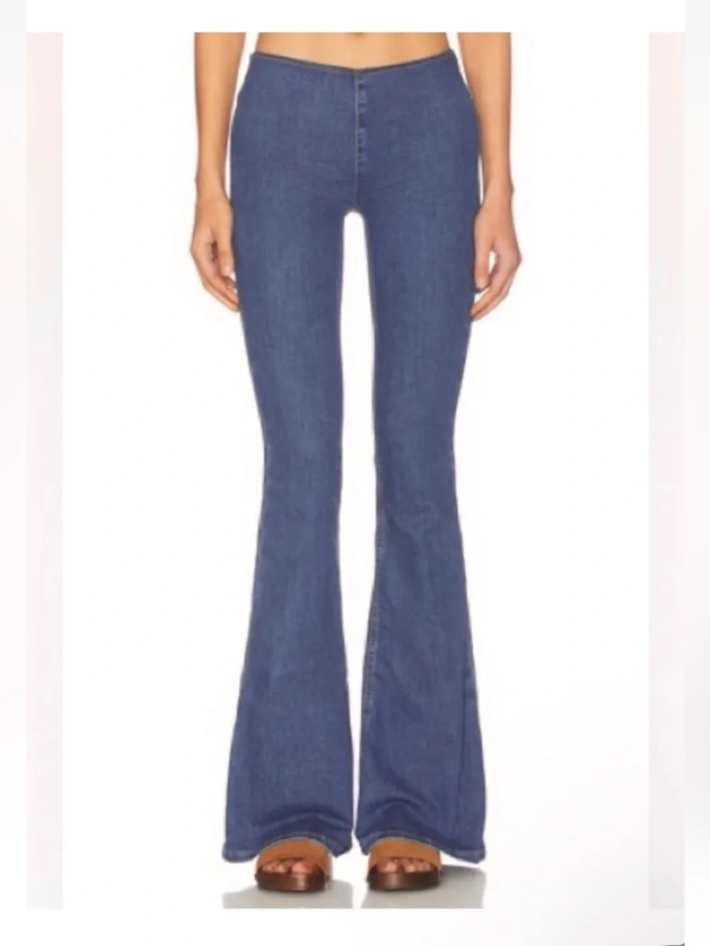 Free People We The Free Blue Faded Penny Pull On Flare Jeans NWOT Size 24